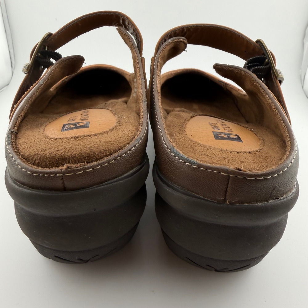 White Mountain Mary Jane Mules Women Size 6M Brown Leather Clogs 2.5" Wedge - Picture 4 of 9